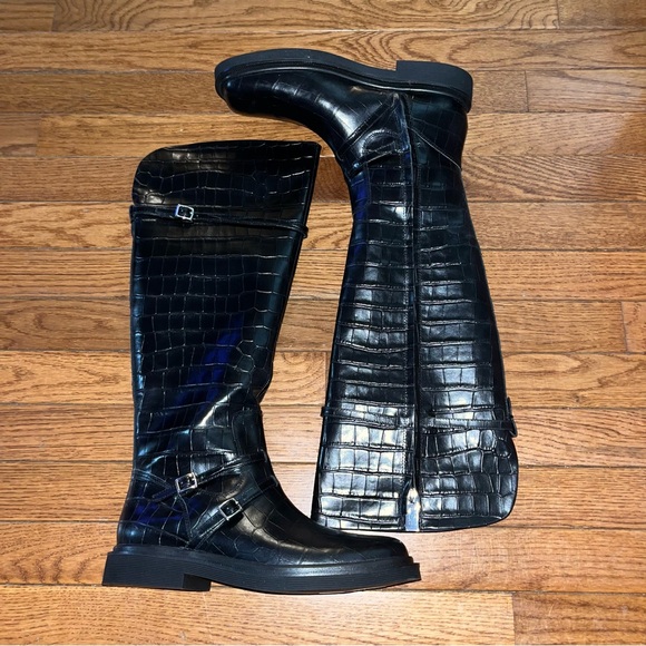 SARTO By Franco Sarto Ainsley Knee High Boot Black Croc Print Women’s Size 8 - Picture 6 of 15